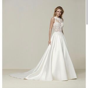 Pronovias Drusena wedding gown and veil